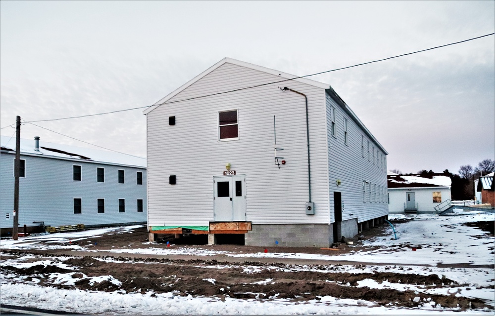 Contractors finish moving World War II-era barracks buildings to new foundations at Fort McCoy