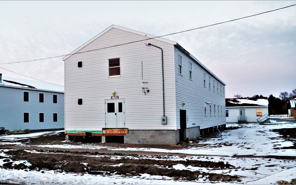 Contractors finish moving World War II-era barracks buildings to new foundations at Fort McCoy