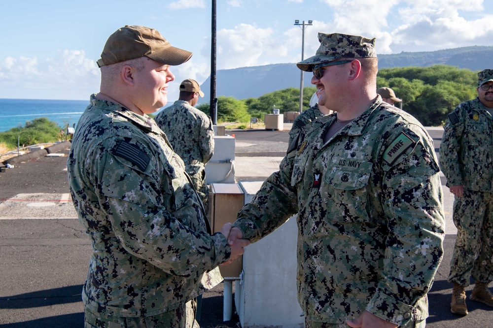 Pacific Missile Range Facility Hosts a Reenlistment Ceremony for OS2 Stephen Pine.