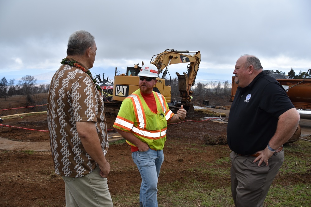 Maui Mayor and FEMA Region Administrator tour Kula HI debris removal work