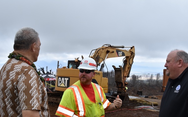 Maui Mayor and FEMA Region Administrator tour Kula HI debris removal work
