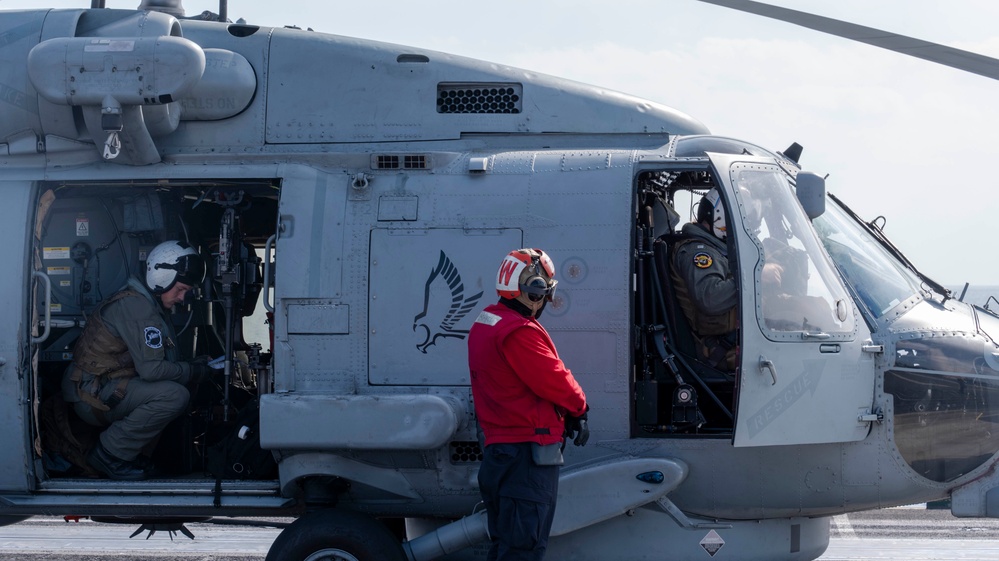 USS Carl Vinson (CVN 70) Sailors Conduct Helicopter Flight Operations in the Philippine Sea