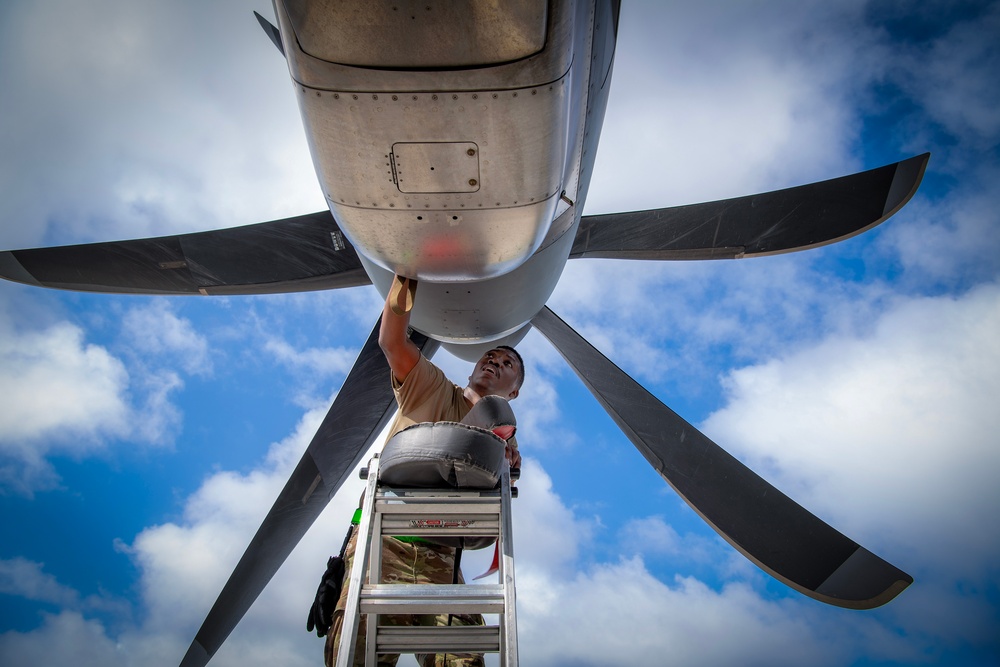 Yokota’s maintainers round the clock maintain C-130Js in support of OCD23