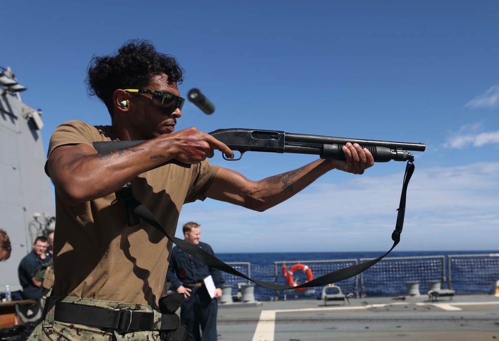 USS Dewey (DDG 105) Conducts Small Arms Live-Fire Exercise While Operating in the South China Sea