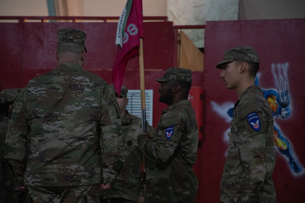 98th Support Maintenance Company Soldiers hold a change of responsibility ceremony in Poland