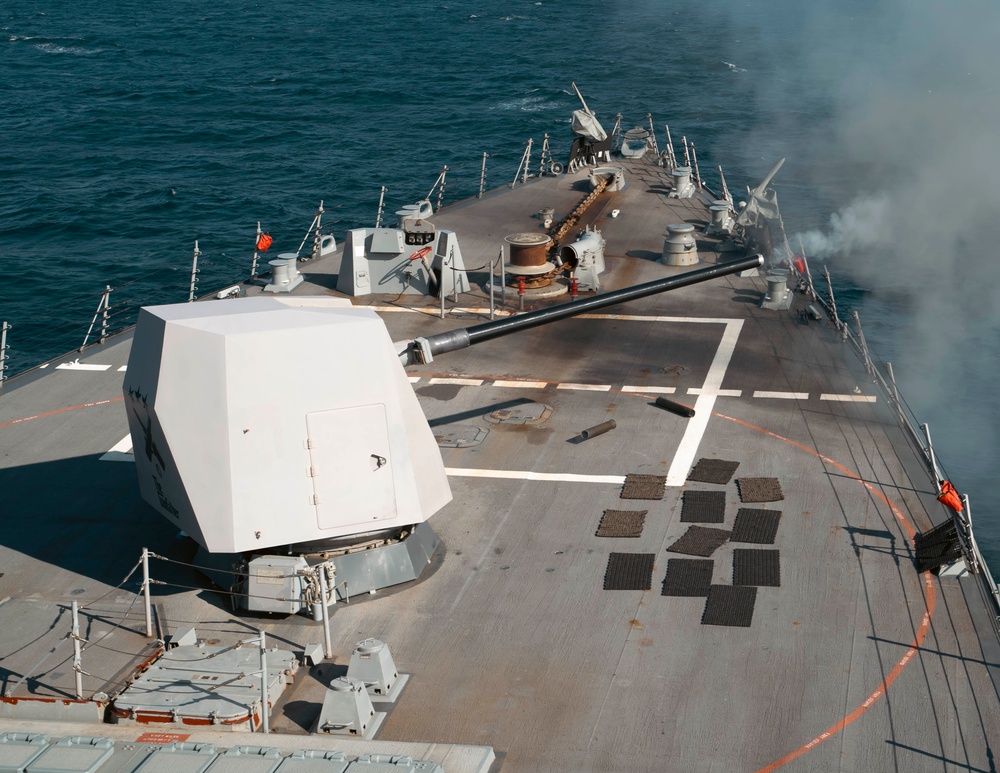 Delbert D. Black Conducts Trainng in the Atlantic Ocean.