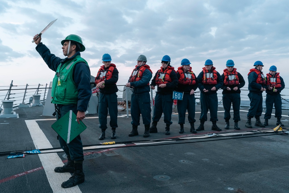 Delbert D. Black Conducts Trainng in the Atlantic Ocean.