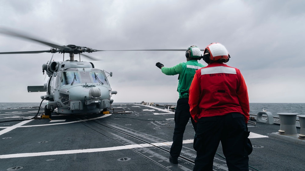 Delbert D. Black Conducts Trainng in the Atlantic Ocean.