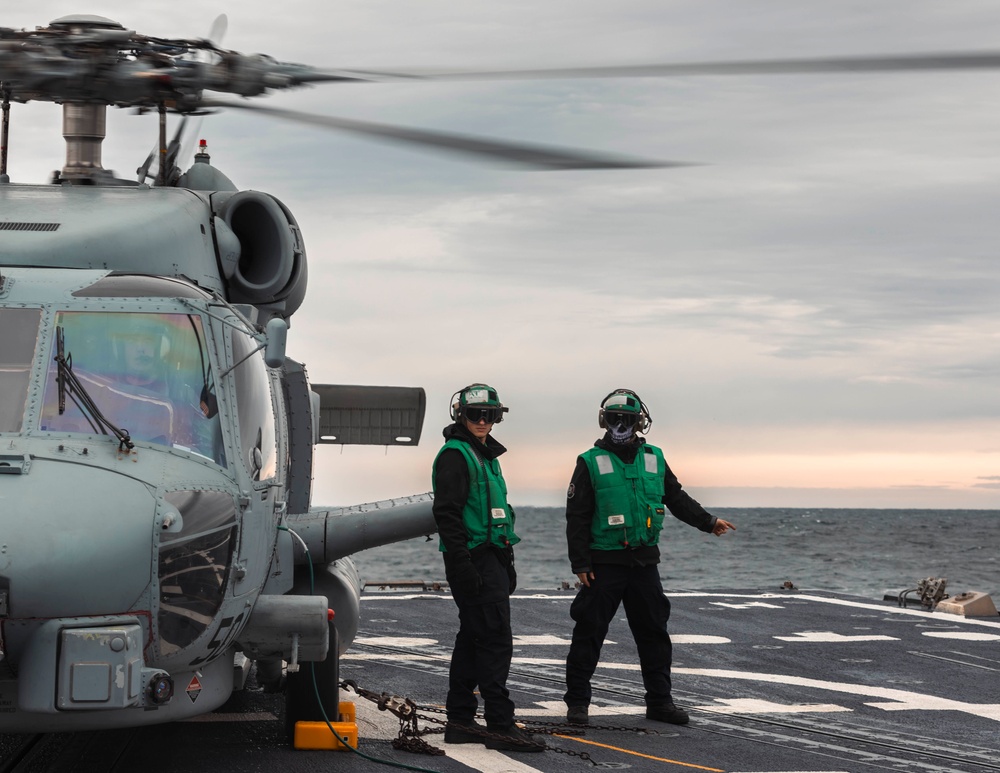 Delbert D. Black Conducts Trainng in the Atlantic Ocean.