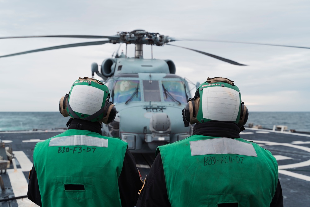 Delbert D. Black Conducts Trainng in the Atlantic Ocean.