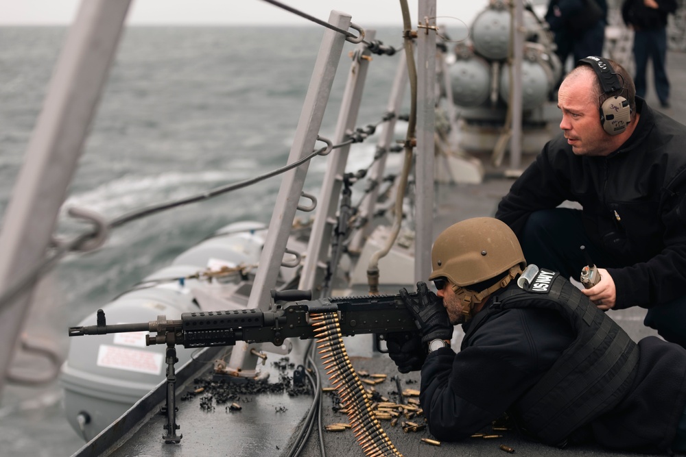 Delbert D. Black Conducts Trainng in the Atlantic Ocean.