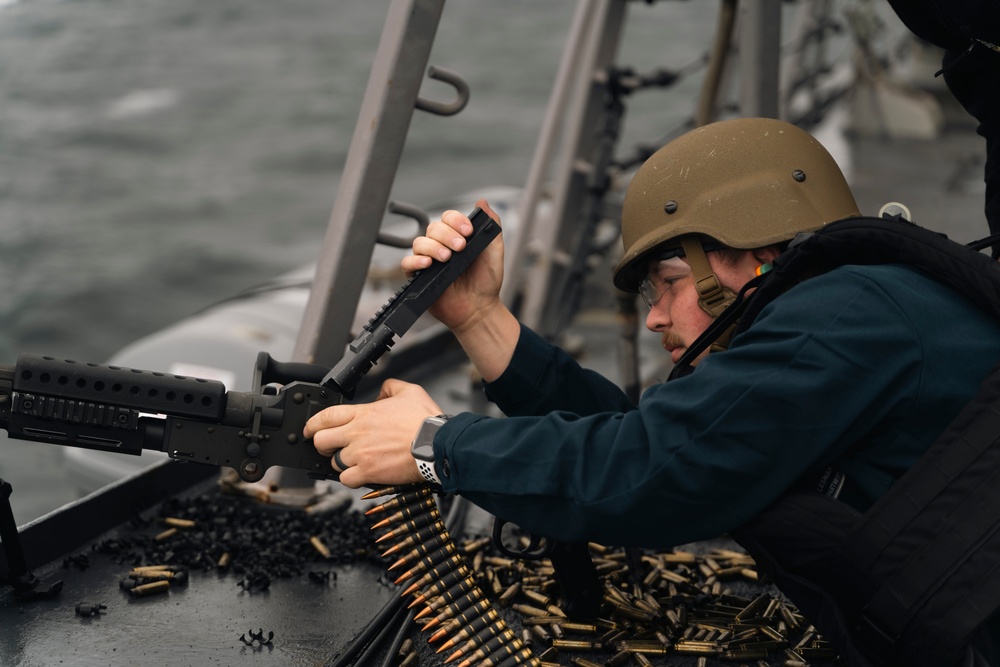 Delbert D. Black Conducts Trainng in the Atlantic Ocean.