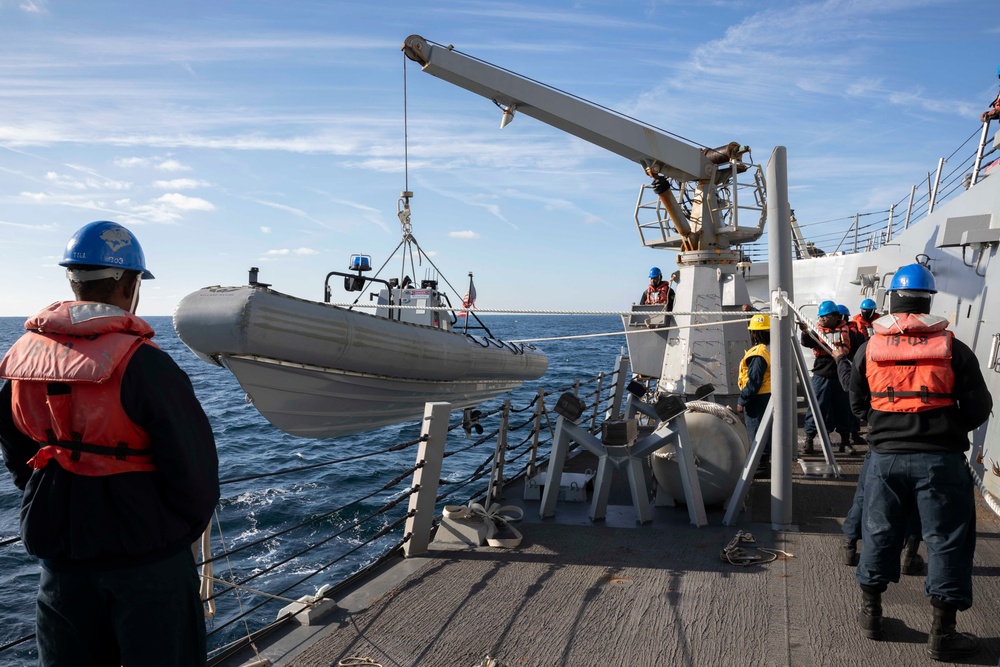 Delbert D. Black Conducts Trainng in the Atlantic Ocean.