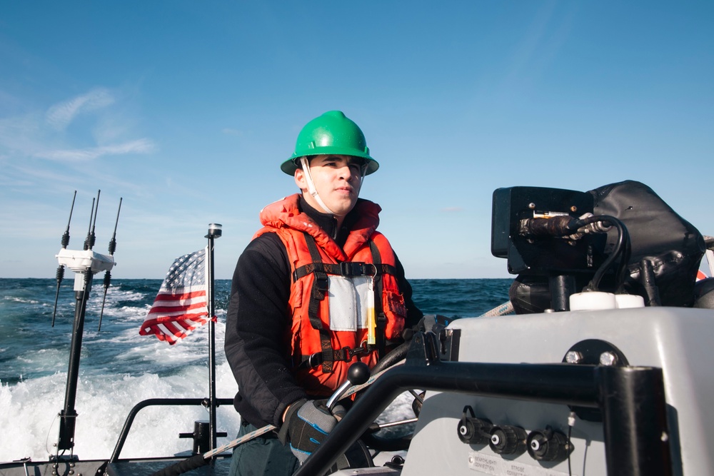 Delbert D. Black Conducts Trainng in the Atlantic Ocean.