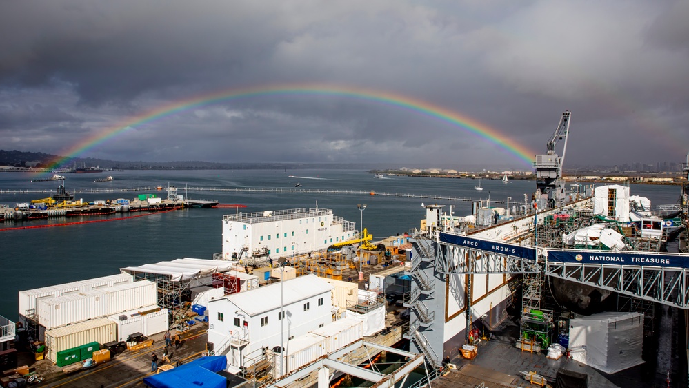A Rainbow Shines Above USS Hampton and USS Scranton