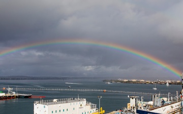 A Rainbow Shines Above USS Hampton and USS Scranton