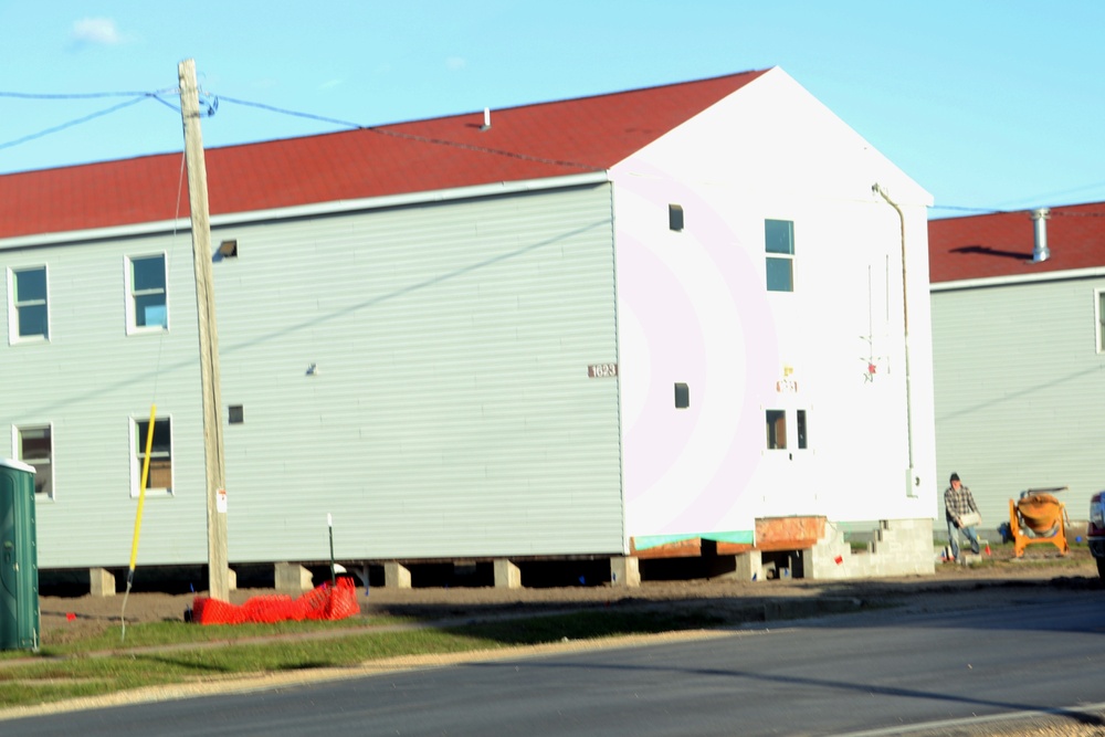 Contractors finish moving World War II-era barracks buildings to new foundations at Fort McCoy