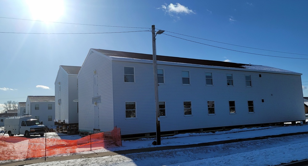 Contractors finish moving World War II-era barracks buildings to new foundations at Fort McCoy