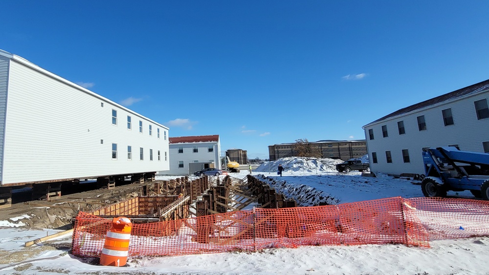 Contractors finish moving World War II-era barracks buildings to new foundations at Fort McCoy