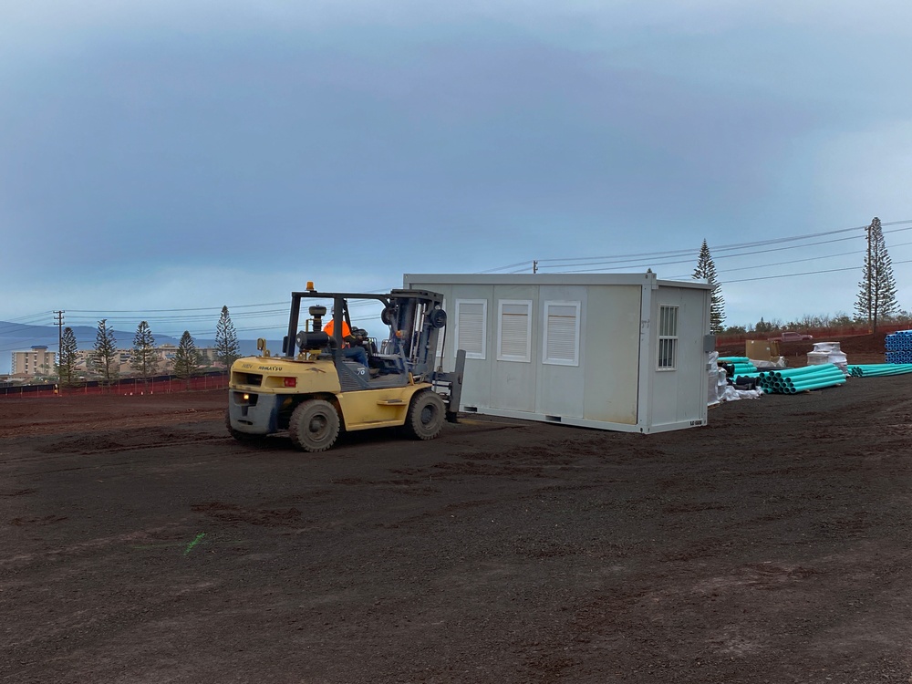 Modular buildings arrive at temporary elementary school in Lahaina