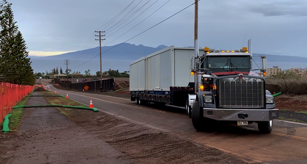 Modular buildings arrive at temporary elementary school in Lahaina