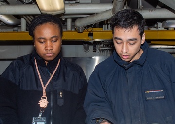 USS Ronald Reagan (CVN 76) Sailors perform maintenance and prepare for 3MI