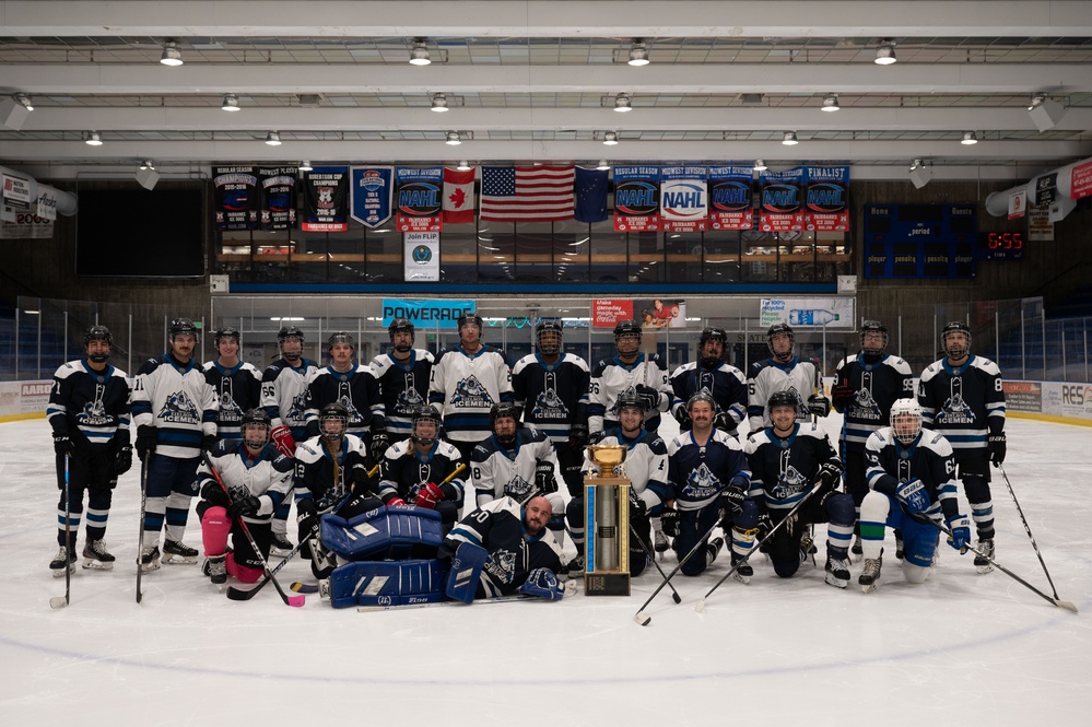 Eielson's Icemen hockey team practices drills
