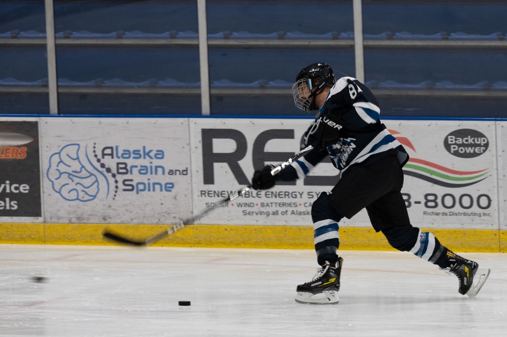 Eielson's Icemen hockey team practices drills