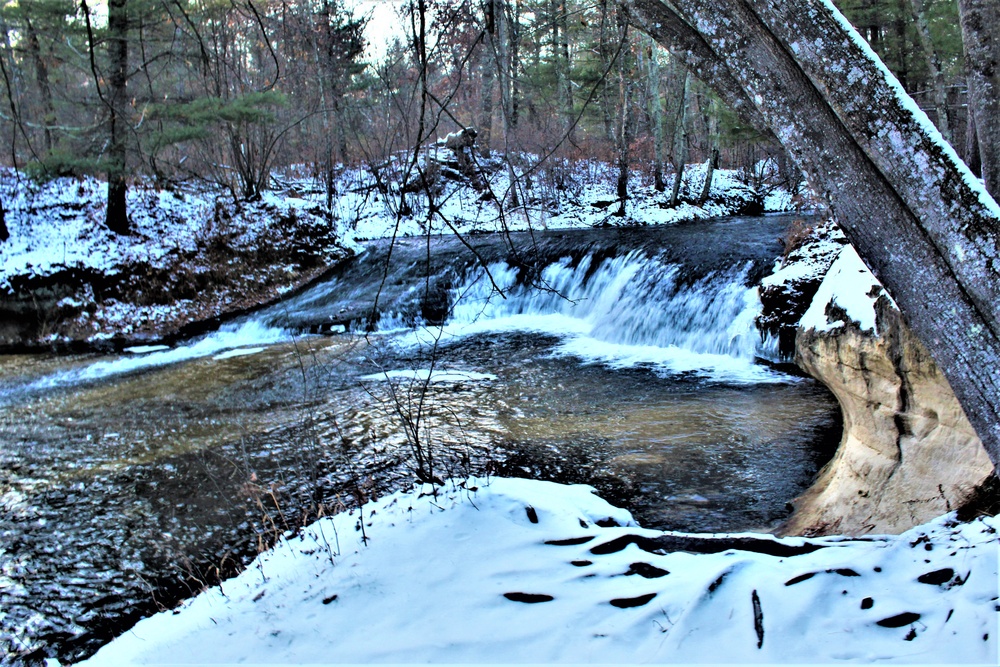 Winter at Fort McCoy's Trout Falls in Pine View Recreation Area