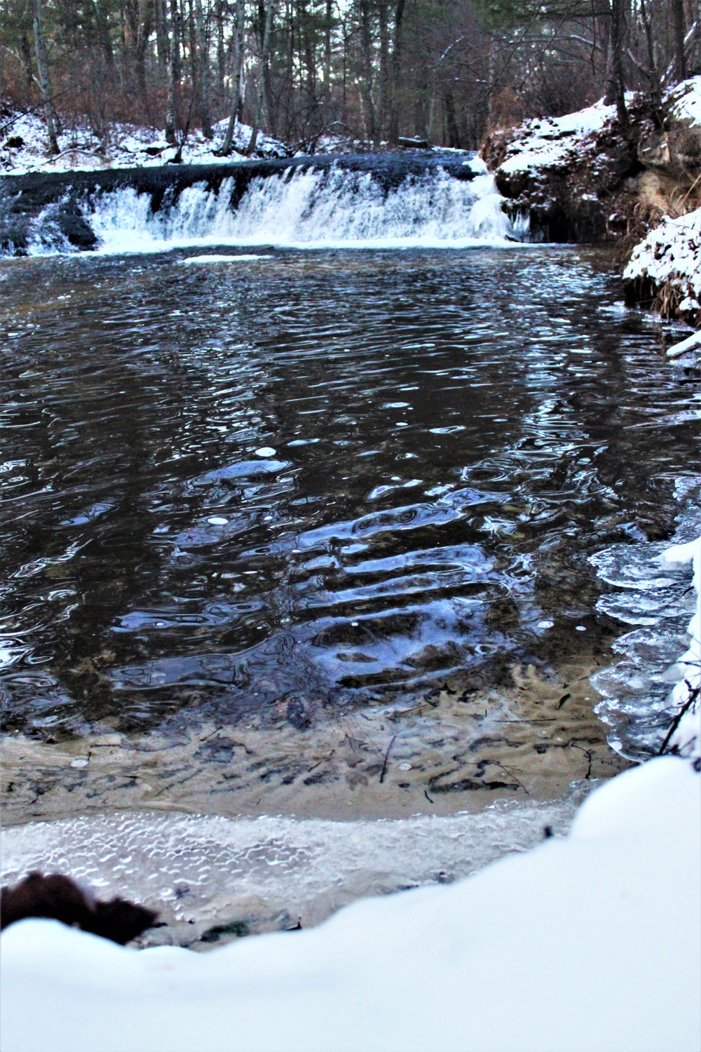 Winter at Fort McCoy's Trout Falls in Pine View Recreation Area