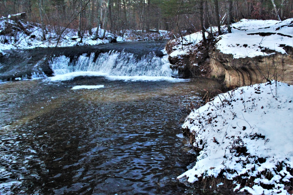 Winter at Fort McCoy's Trout Falls in Pine View Recreation Area