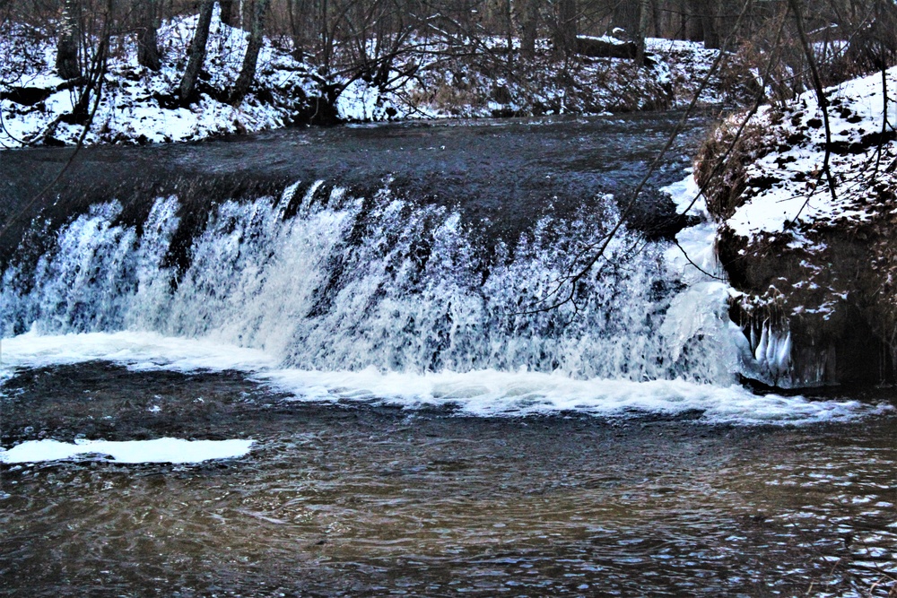 Winter at Fort McCoy's Trout Falls in Pine View Recreation Area