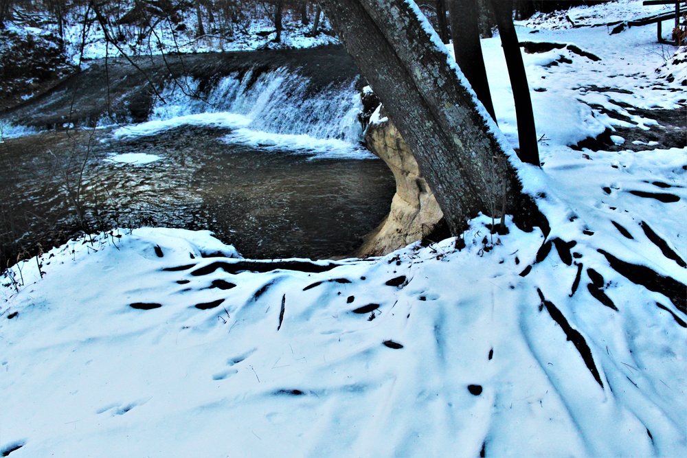 Winter at Fort McCoy's Trout Falls in Pine View Recreation Area