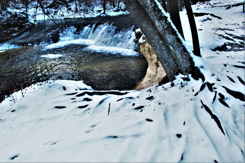 Winter at Fort McCoy's Trout Falls in Pine View Recreation Area