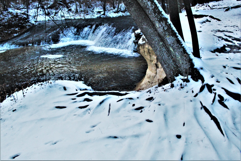 Winter at Fort McCoy's Trout Falls in Pine View Recreation Area
