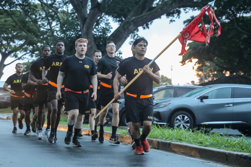 The 130th Engineer Brigade conducts a fallen Sapper memorial workout.