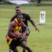 U.S. Army Soldiers from the 130th Engineer Brigade compete in flag football