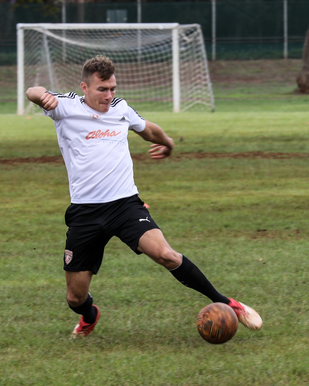 U.S. Army Soldier from the 130th Engineer Brigade compete in a soccer tournament