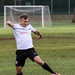 U.S. Army Soldier from the 130th Engineer Brigade compete in a soccer tournament