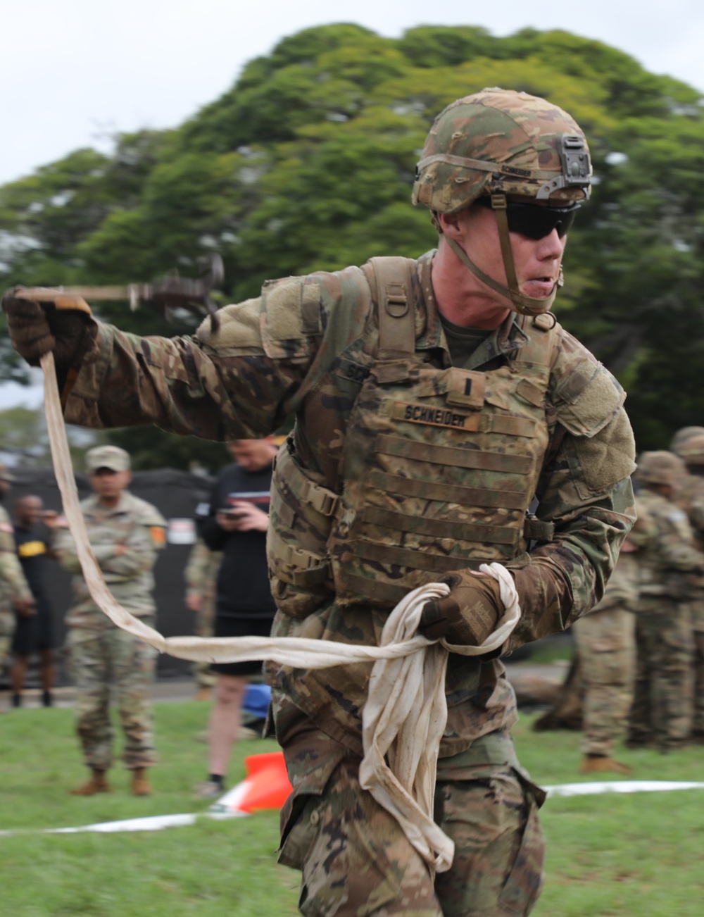 U.S. Army Soldiers from the 130th Engineer Brigade participate in the Pacific Engineer Week 2023, Sapper Stakes Competition