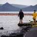 Experts Position Salvage Roller Bags During Salvage Preparation of U.S. Navy P-8A Poseidon in Kaneohe Bay.