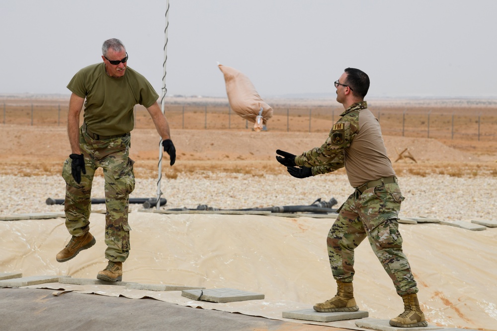 Fuel Bladder Sand Bag Installation