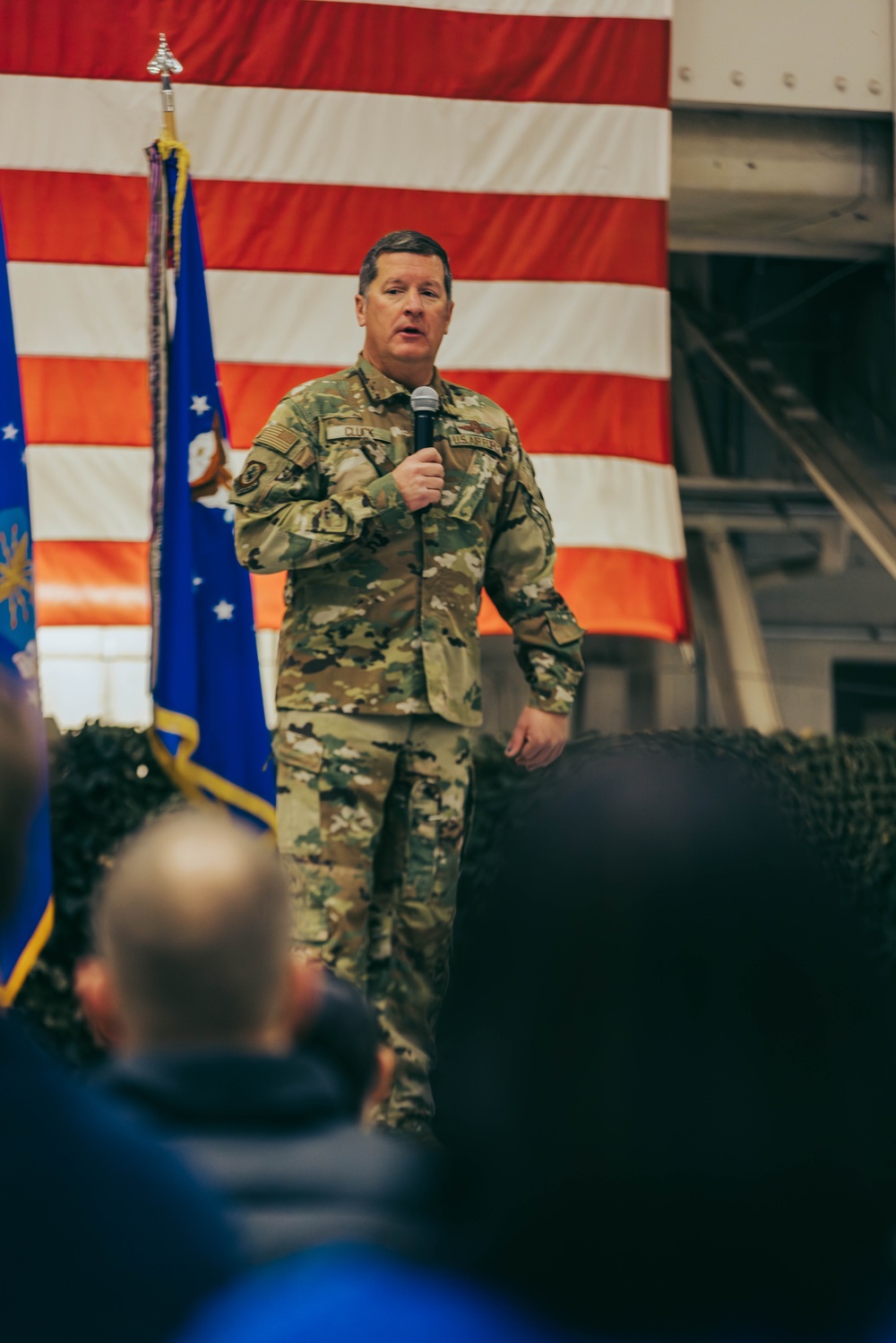 Airmen gather for an award ceremony at the 139th Airlift Wing