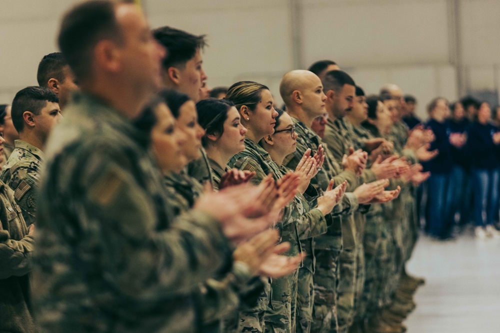Airmen gather for an award ceremony at the 139th Airlift Wing
