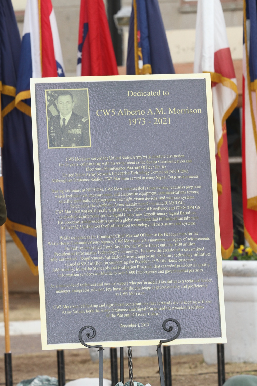 Chief Warrant Officer 5 Alberto Morrison Plaque