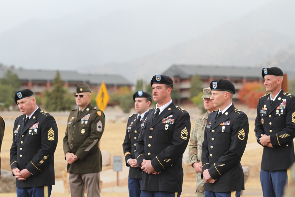 Soldier Attending rededication ceremony to honor the late, retired Army Chief Warrant Officer 5 Alberto (Big Al) Morrison