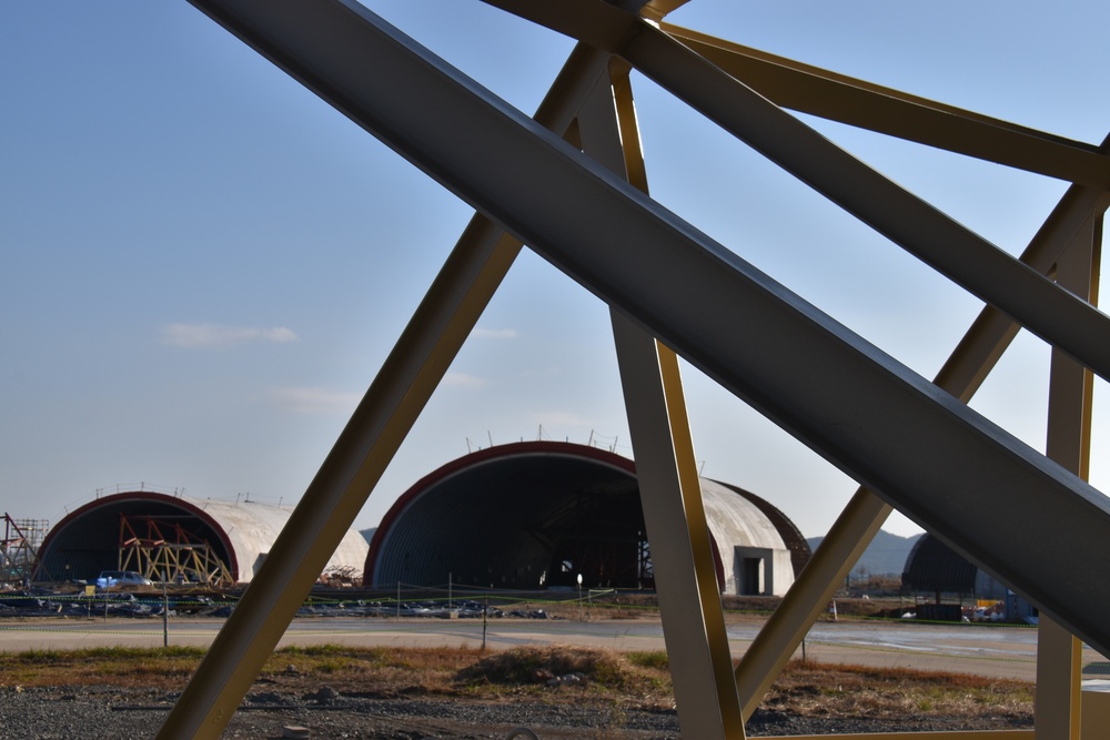 Army engineers construct 18 3rd generation Hard Aircraft Structures on Kunsan Air Base
