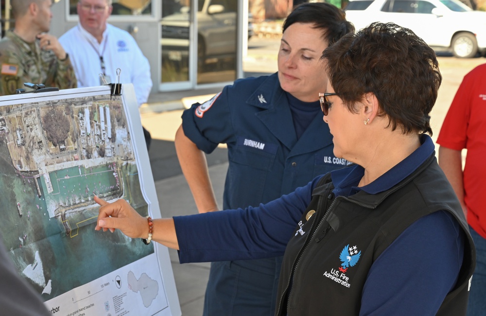 Coast Guard provides harbor updates to US Fire Administration, FEMA and DHS representatives on Western Maui Wildfires Emergency Support Function #10 operations in Lahaina, Hawaii