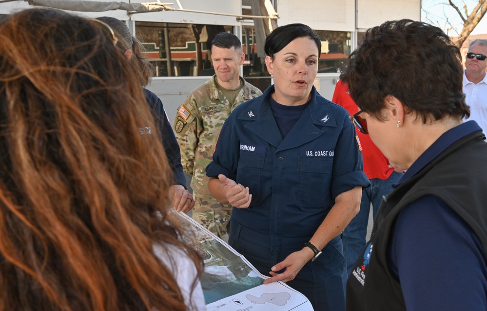 Coast Guard provides harbor updates to US Fire Administration, FEMA and DHS representatives on Western Maui Wildfires Emergency Support Function #10 operations in Lahaina, Hawaii