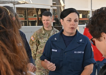 Coast Guard provides harbor updates to US Fire Administration, FEMA and DHS representatives on Western Maui Wildfires Emergency Support Function #10 operations in Lahaina, Hawaii